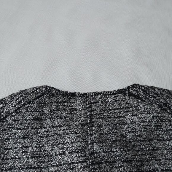 H&M Women's 8 Metallic Silver Heavyweight Boucle Tweed Zip Up Motorcycle Jacket - Picture 6 of 15